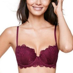 Victoria’s Secret PINK Maroon Lace Racerback Date Night Push up Bra